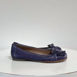 Ecco Leather Navy Ballet Flats